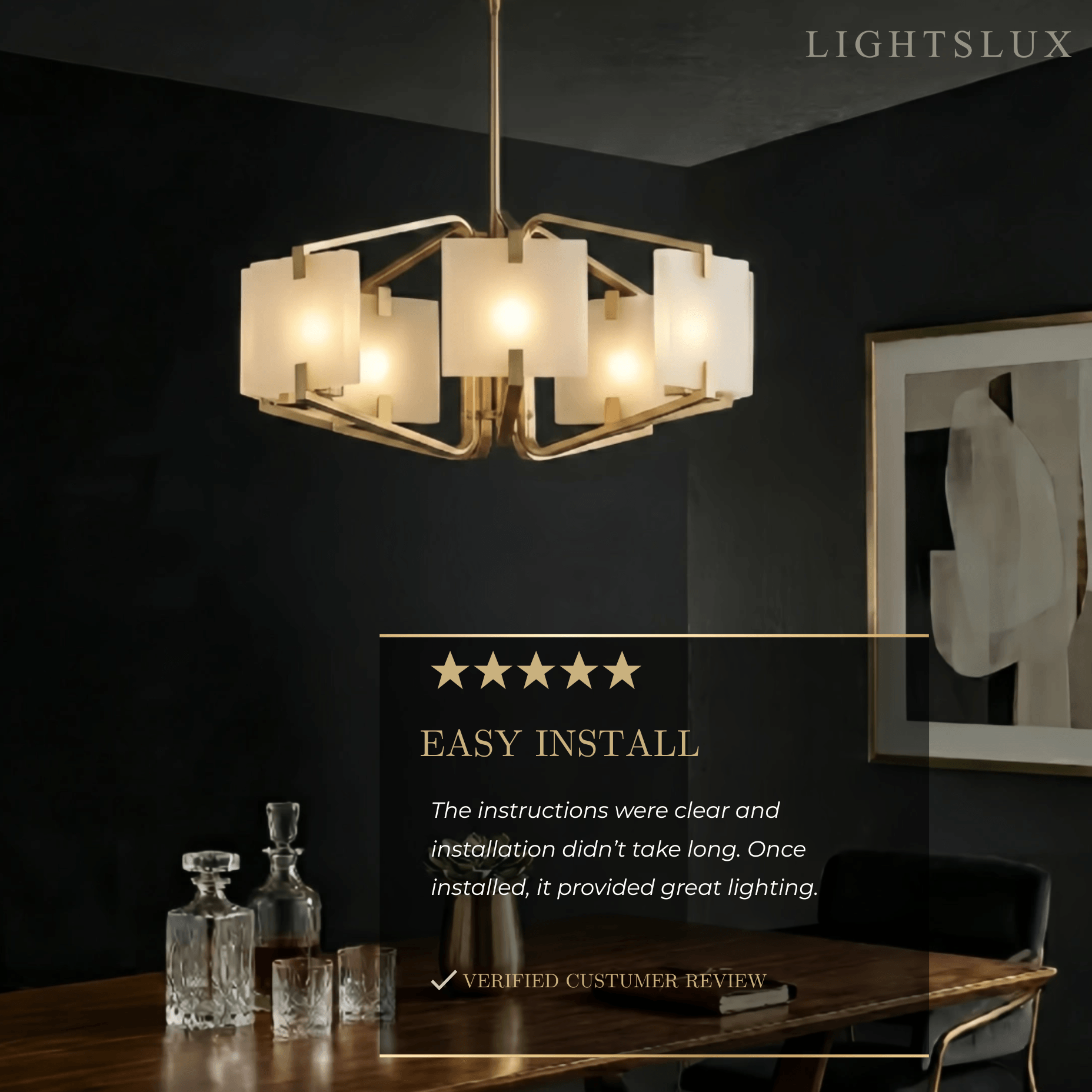 Modern Luxury Chandelier – Brass and Alabaster Brass White for Dining Room, Living Room, Entryway - Flindria