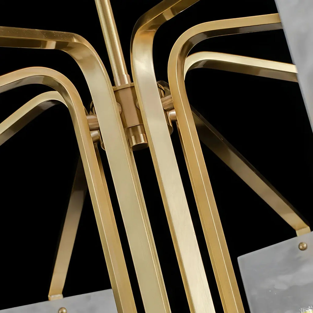 Modern Luxury Chandelier – Brass and Alabaster Brass White for Dining Room, Living Room, Entryway - Flindria