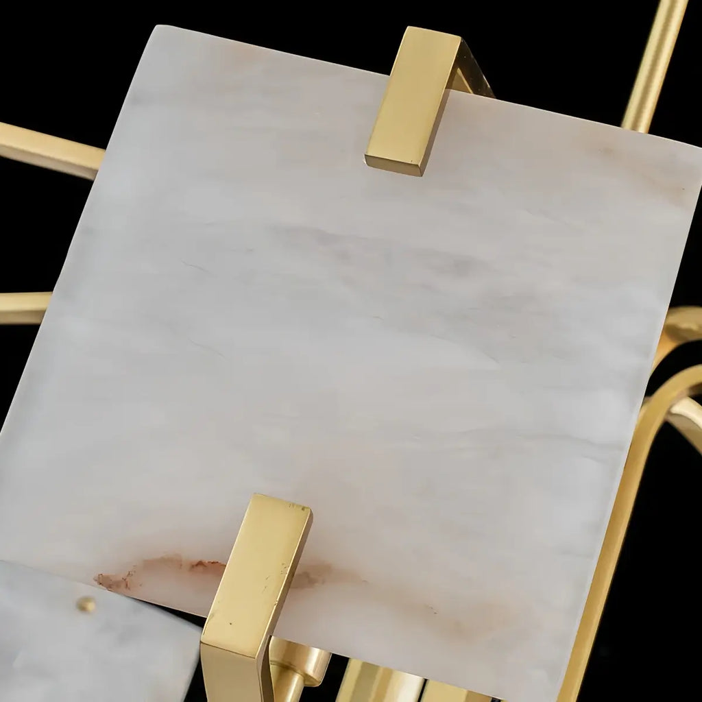 Modern Luxury Chandelier – Brass and Alabaster Brass White for Dining Room, Living Room, Entryway - Flindria