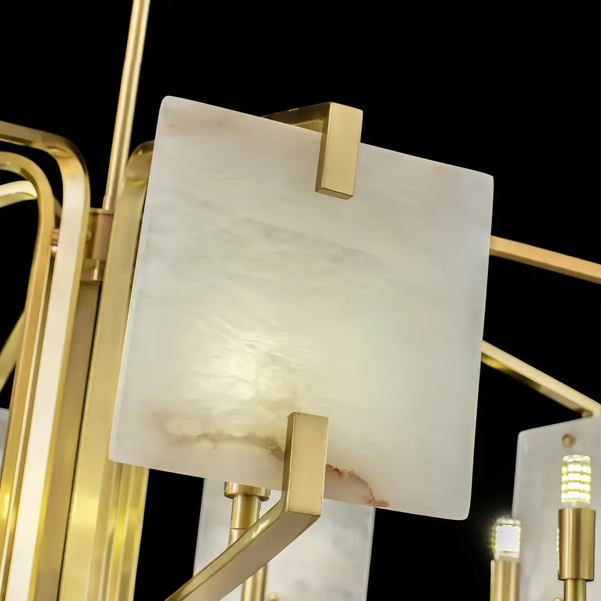 Modern Luxury Chandelier – Brass and Alabaster Brass White for Dining Room, Living Room, Entryway - Flindria