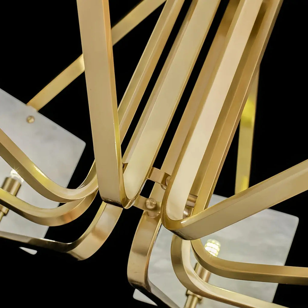 Modern Luxury Chandelier – Brass and Alabaster Brass White for Dining Room, Living Room, Entryway - Flindria