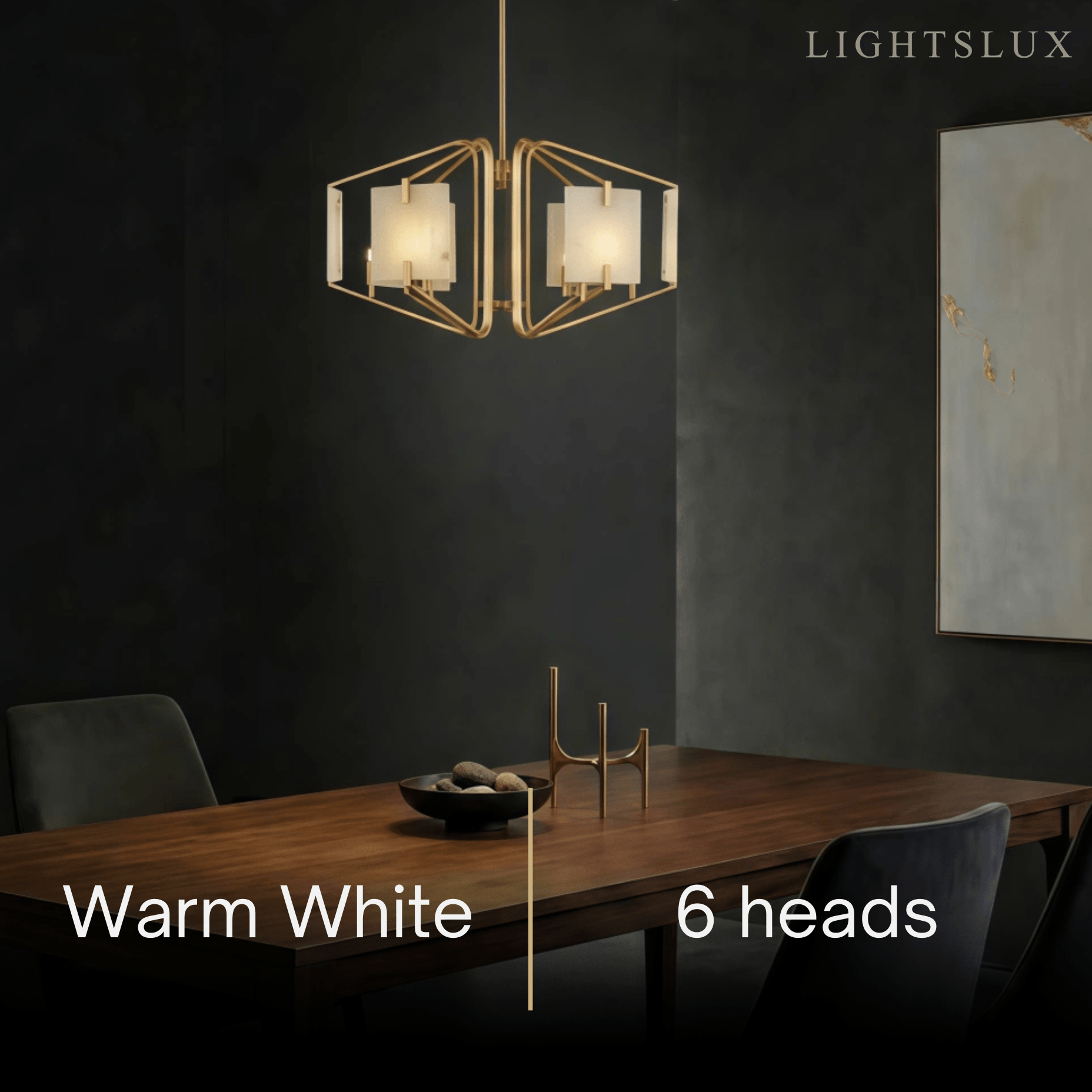 Modern Luxury Chandelier – Brass and Alabaster Brass White for Dining Room, Living Room, Entryway - Flindria