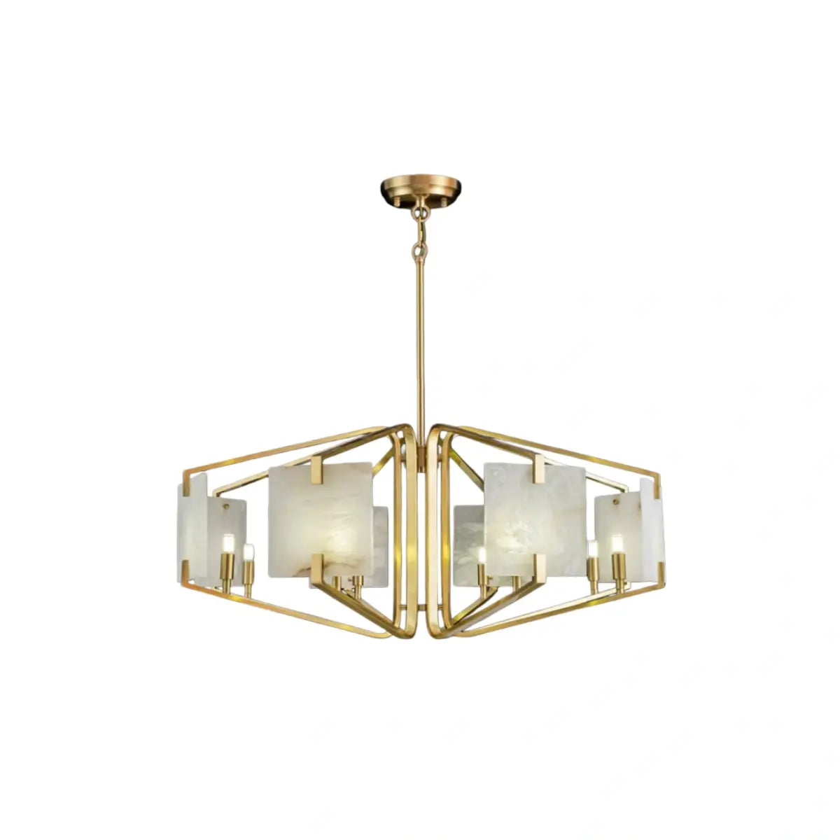 Modern Luxury Chandelier – Brass and Alabaster Brass White for Dining Room, Living Room, Entryway - Flindria