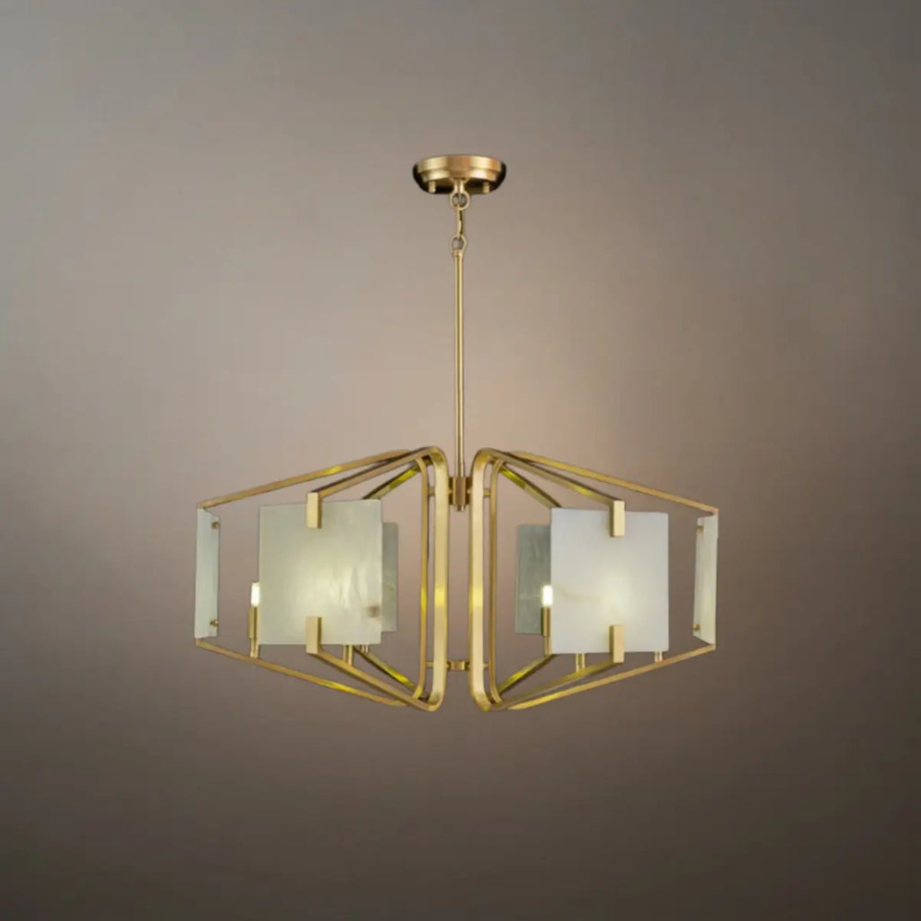 Modern Luxury Chandelier – Brass and Alabaster Brass White for Dining Room, Living Room, Entryway - Flindria