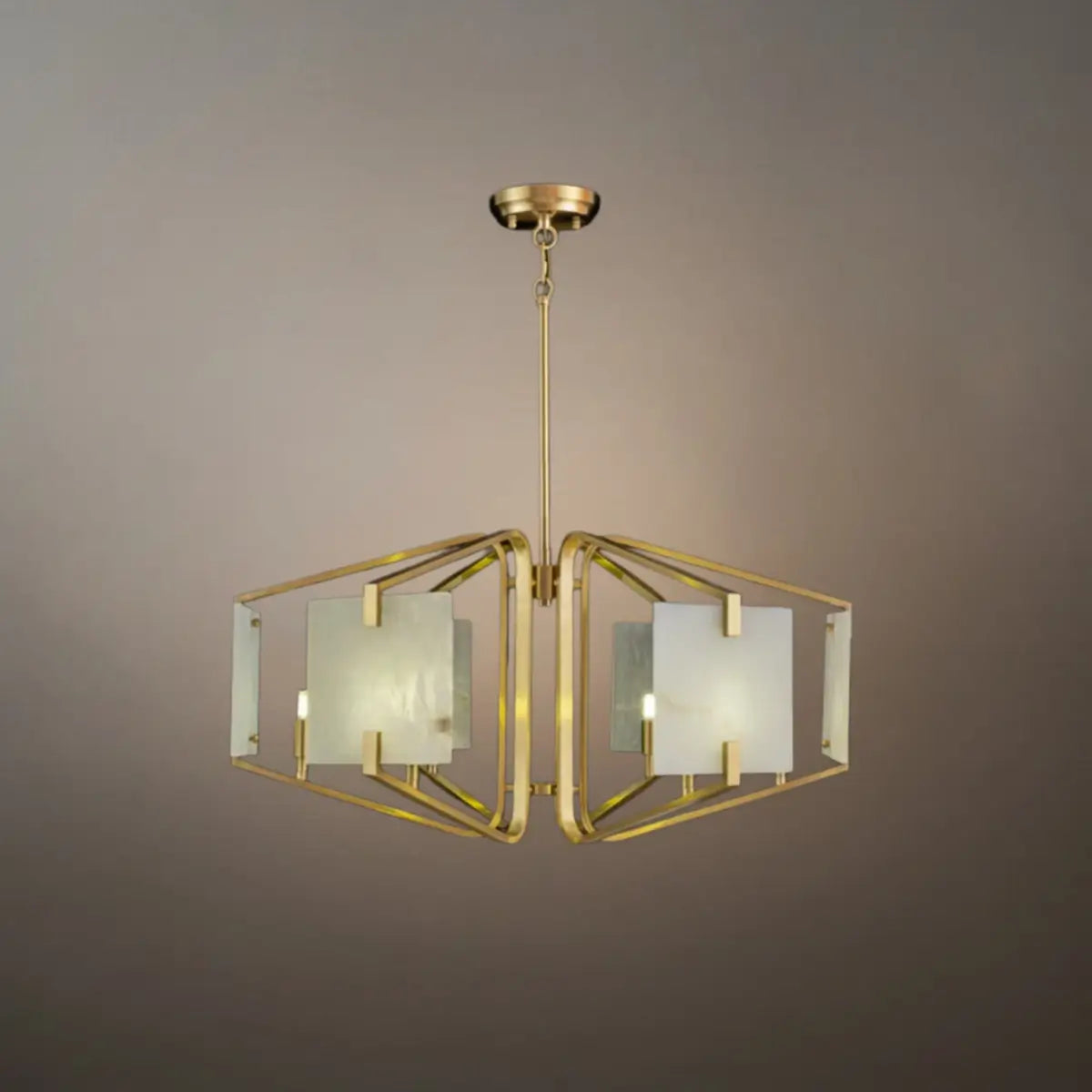 Modern Luxury Chandelier – Brass and Alabaster Brass White for Dining Room, Living Room, Entryway - Flindria