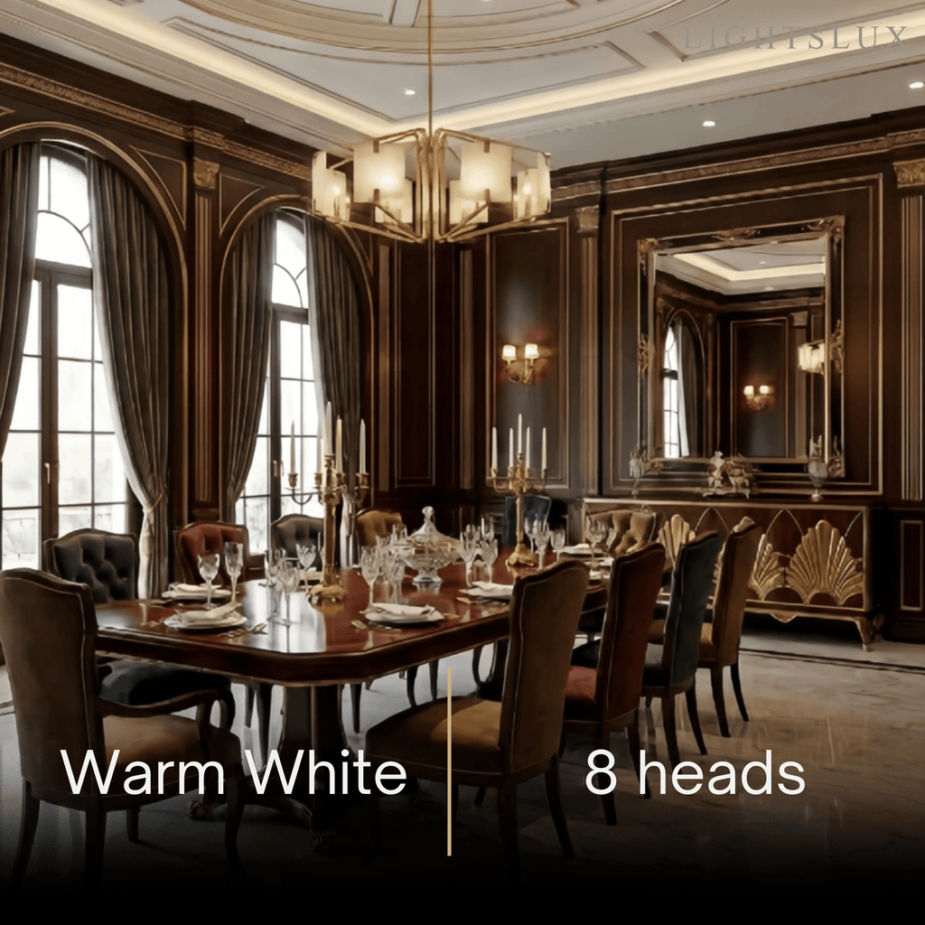 Modern Luxury Chandelier – Brass and Alabaster Brass White for Dining Room, Living Room, Entryway - Flindria