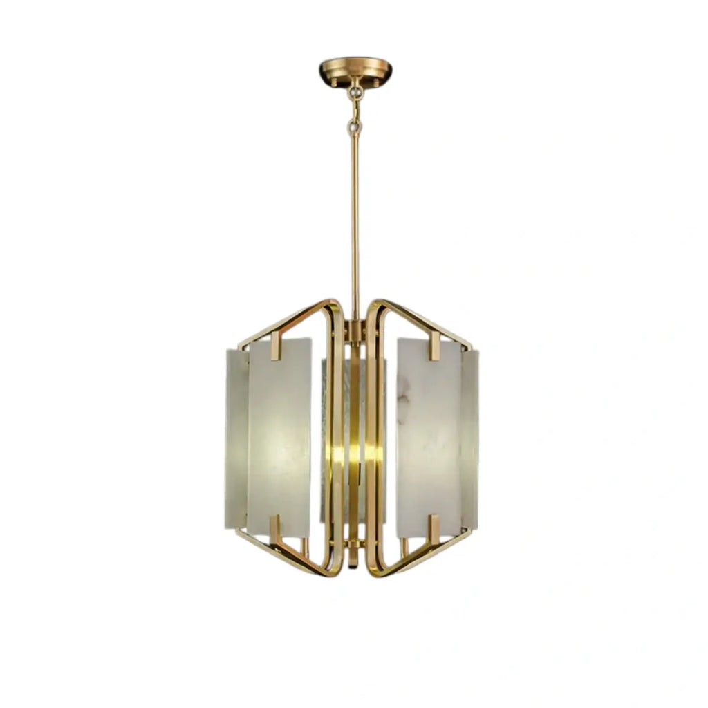 Modern Luxury Chandelier – Brass and Alabaster Brass White for Dining Room, Living Room, Entryway - Flindria