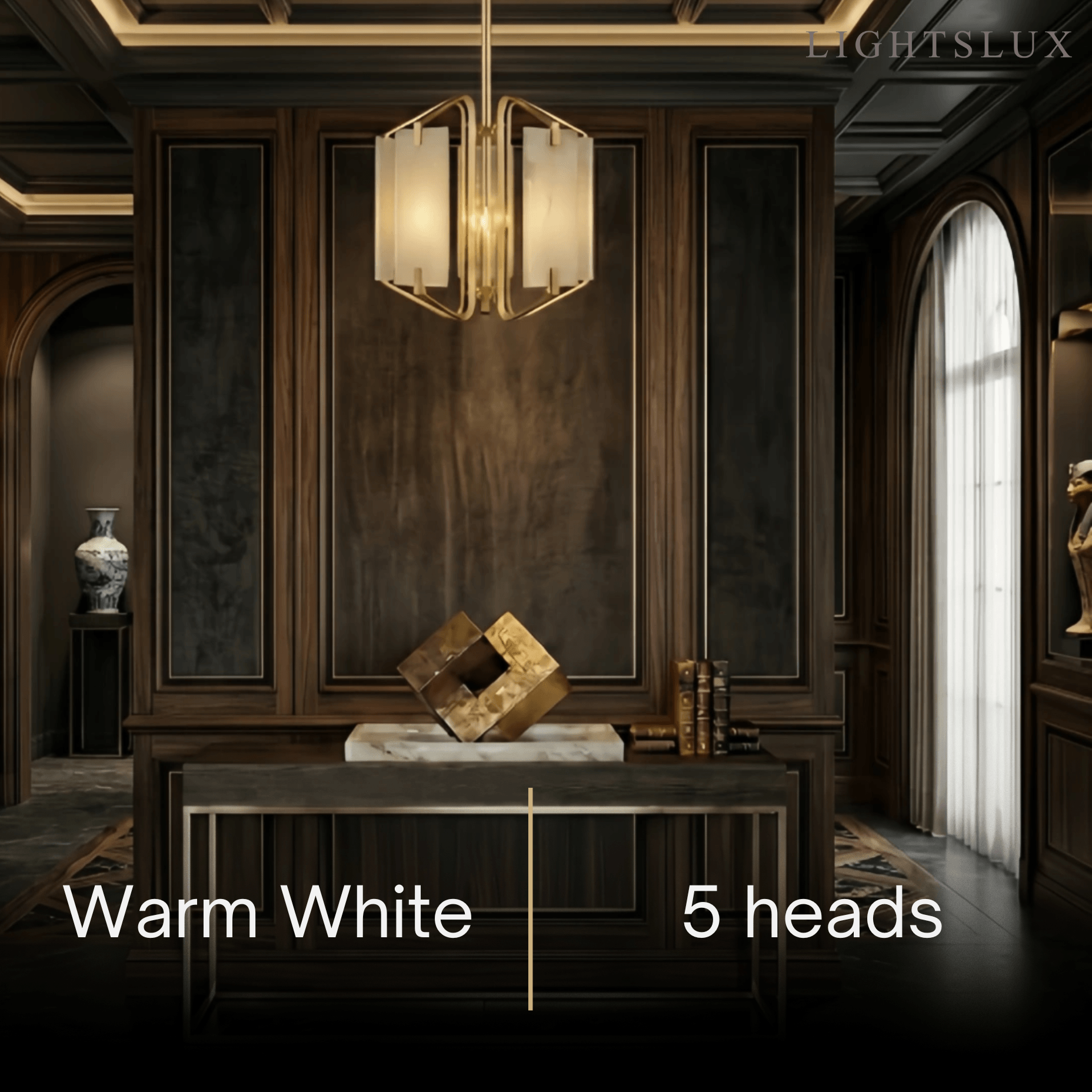 Modern Luxury Chandelier – Brass and Alabaster Brass White for Dining Room, Living Room, Entryway - Flindria