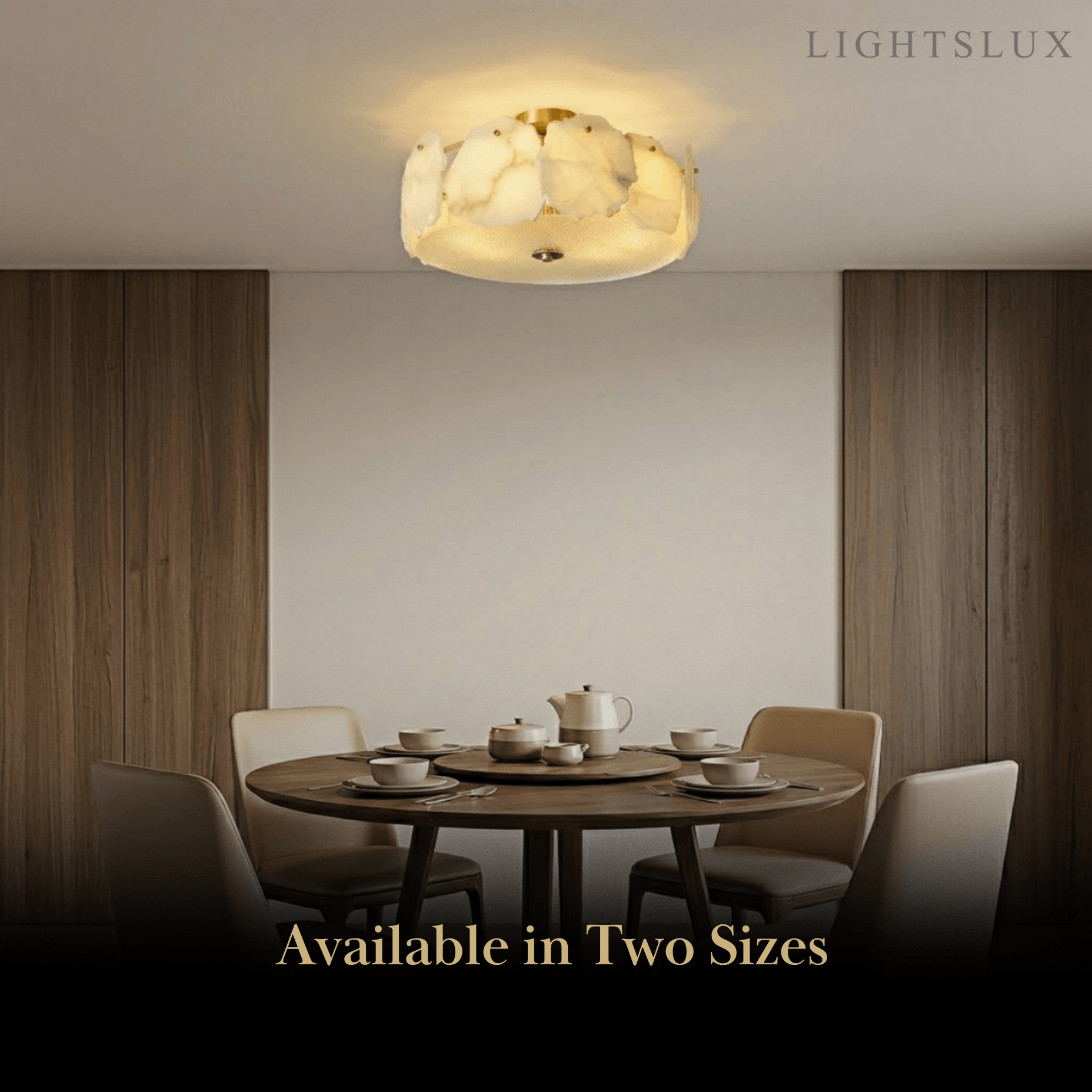 Modern Alabaster Glass Ceiling Light – White – Living Room, Bedroom & Dining Room - Flindria