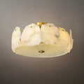 Modern Alabaster Glass Ceiling Light – White – Living Room, Bedroom & Dining Room - Flindria