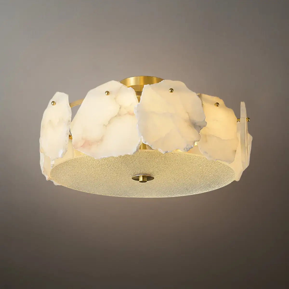 Modern Alabaster Glass Ceiling Light – White – Living Room, Bedroom & Dining Room - Flindria