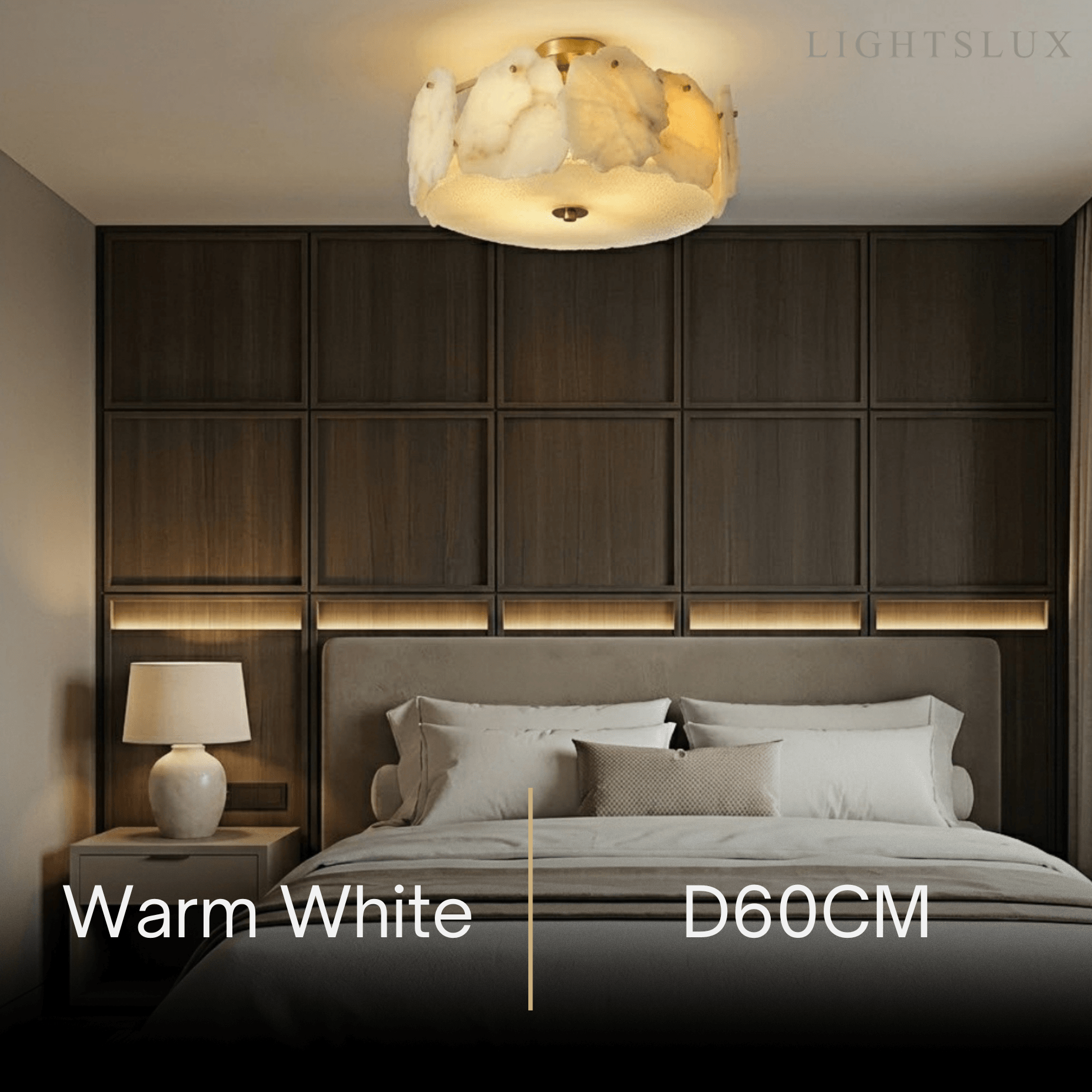 Modern Alabaster Glass Ceiling Light – White – Living Room, Bedroom & Dining Room - Flindria