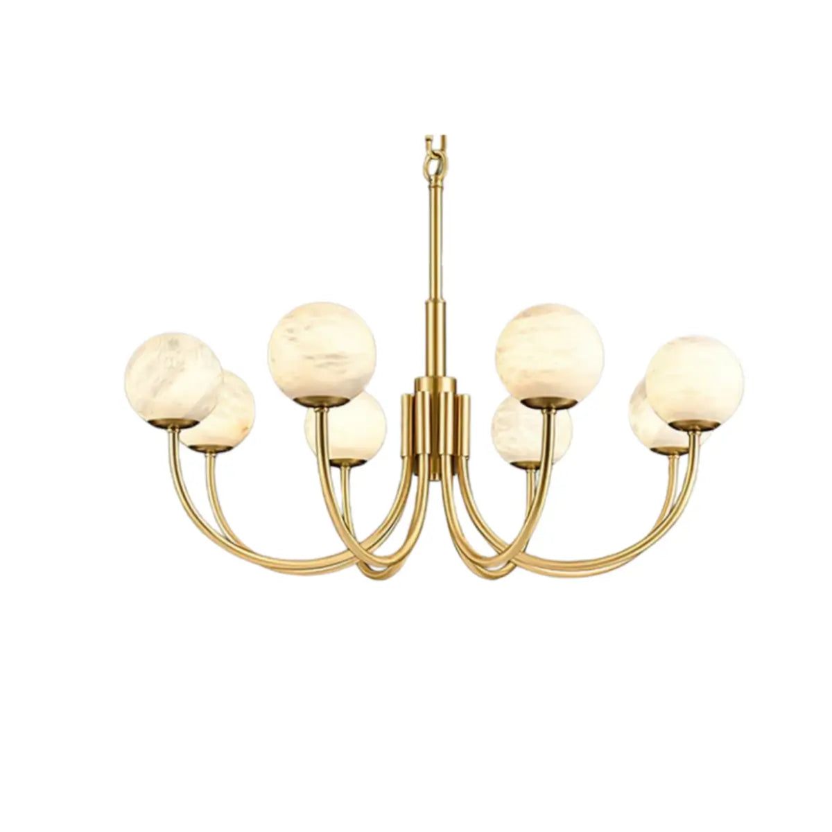 Modern Minimalist Globe Chandelier – Brass Alabaster White for Dining Room, Living Room, Bedroom - Flindria