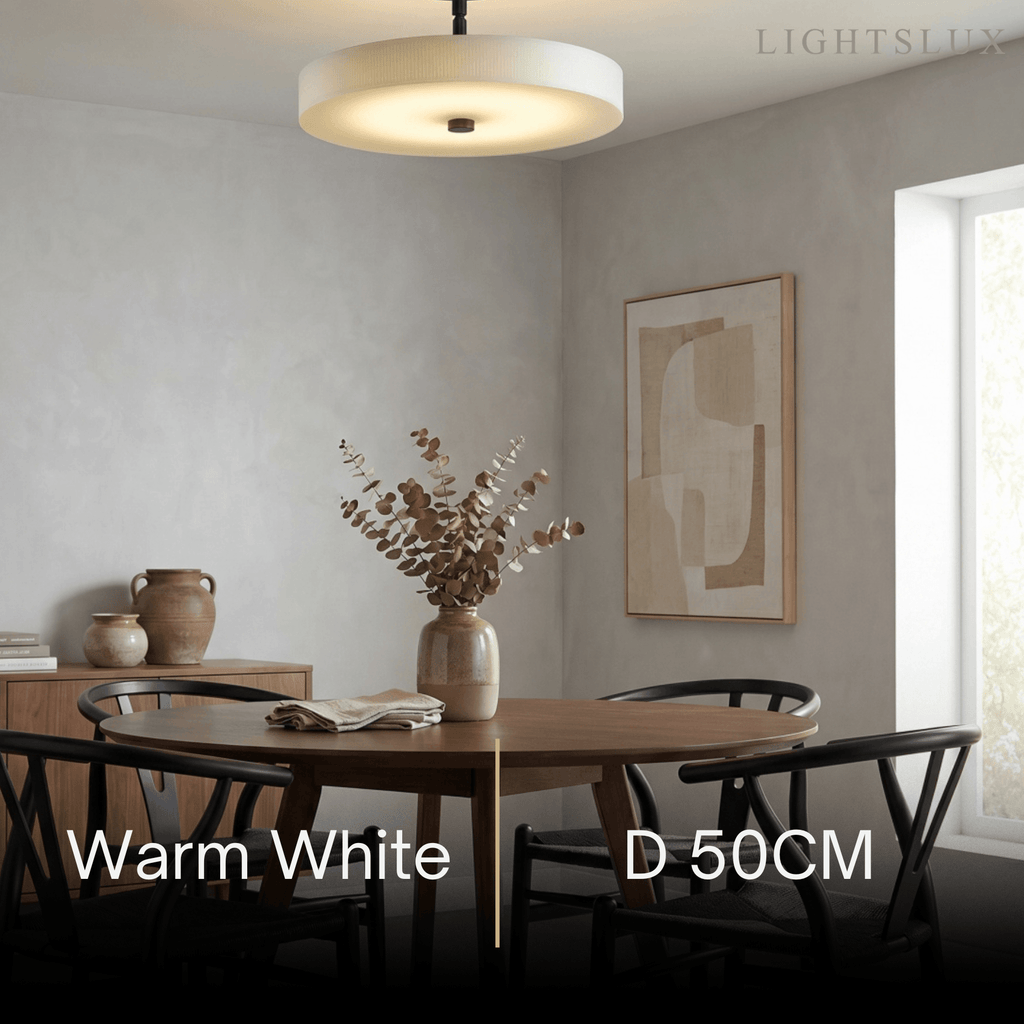 Minimalist Ceiling Light – Alabaster & Brass – White – Living Room, Bedroom & Hallway - Flindria