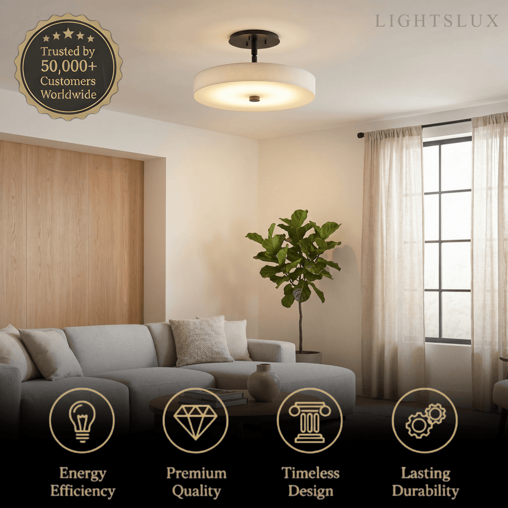 Minimalist Ceiling Light – Alabaster & Brass – White – Living Room, Bedroom & Hallway - Flindria