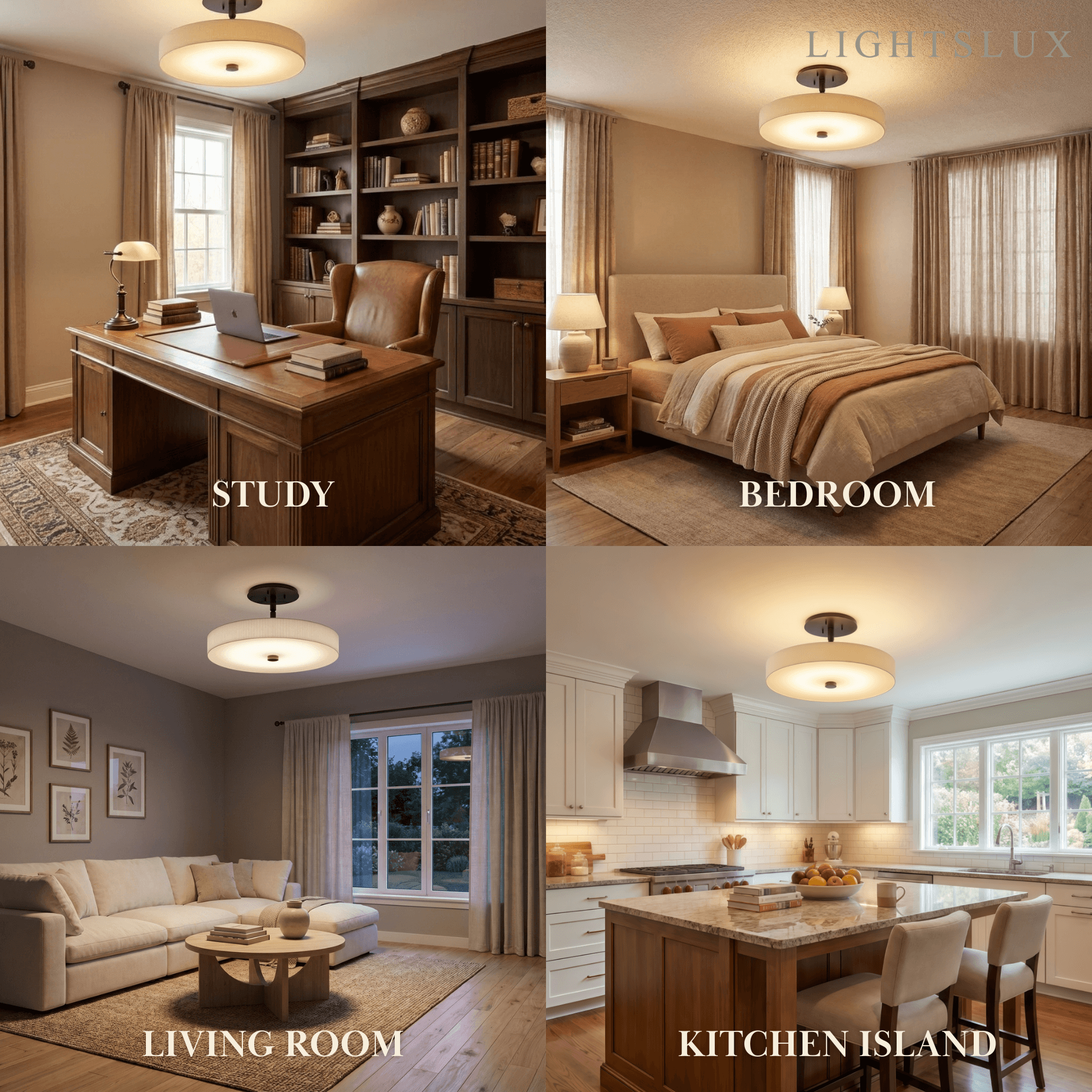 Minimalist Ceiling Light – Alabaster & Brass – White – Living Room, Bedroom & Hallway - Flindria