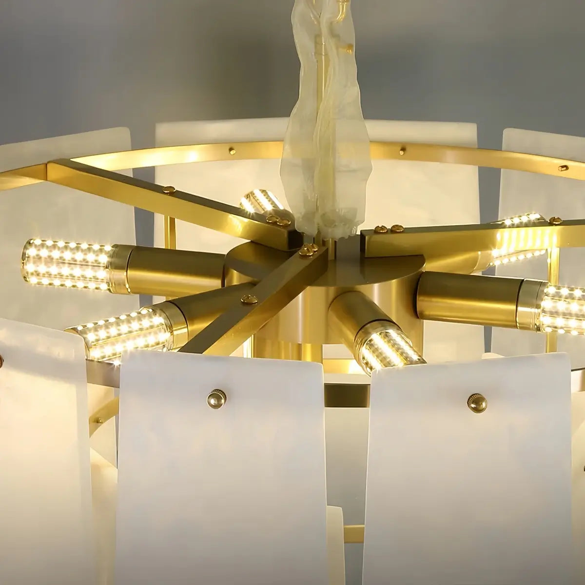 Modern Luxury Chandelier – Brass Alabaster for Dining Room, Living Room and Foyer - Flindria