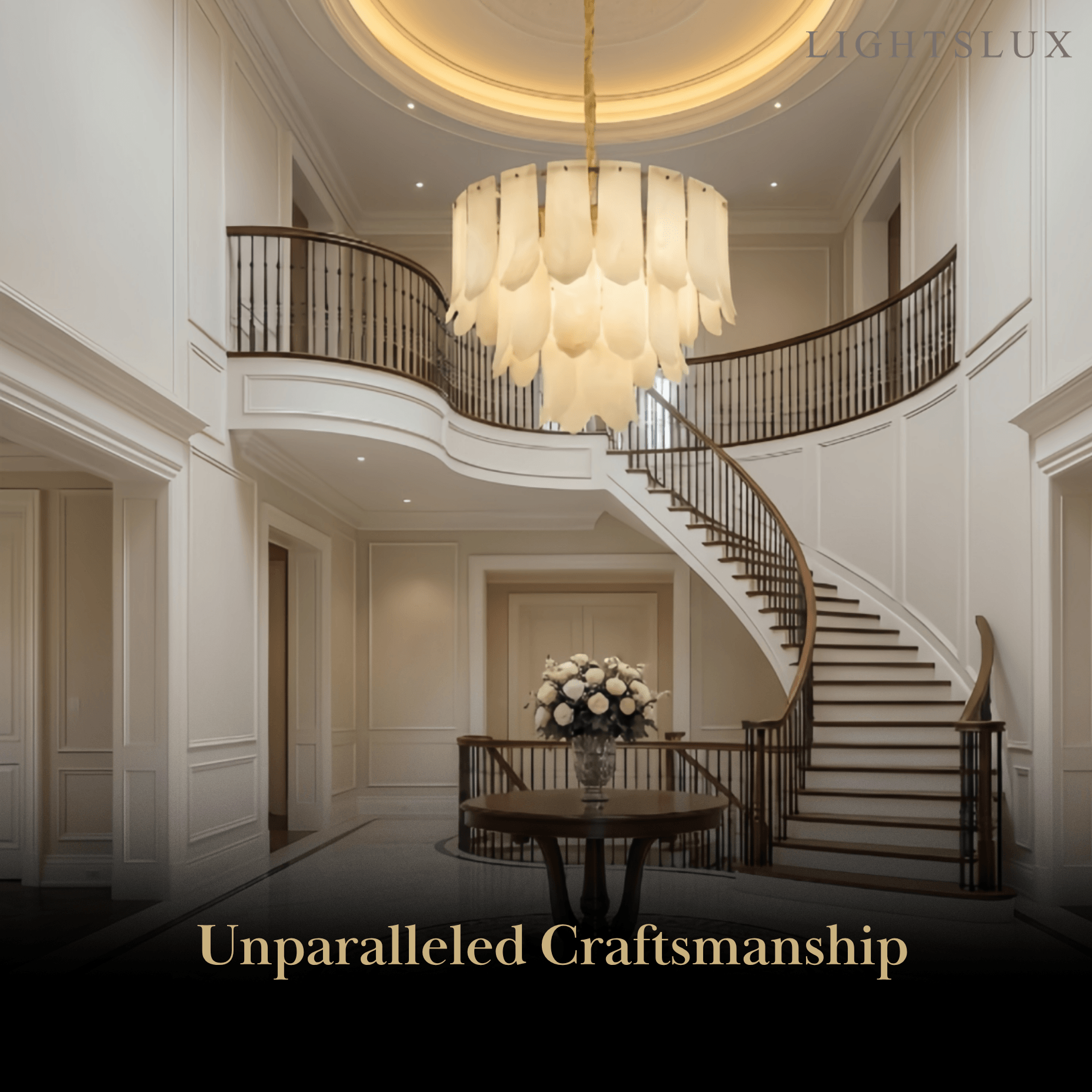 Modern Luxury Chandelier – Brass Alabaster for Dining Room, Living Room and Foyer - Flindria