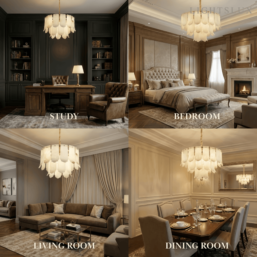 Modern Luxury Chandelier – Brass Alabaster for Dining Room, Living Room and Foyer - Flindria