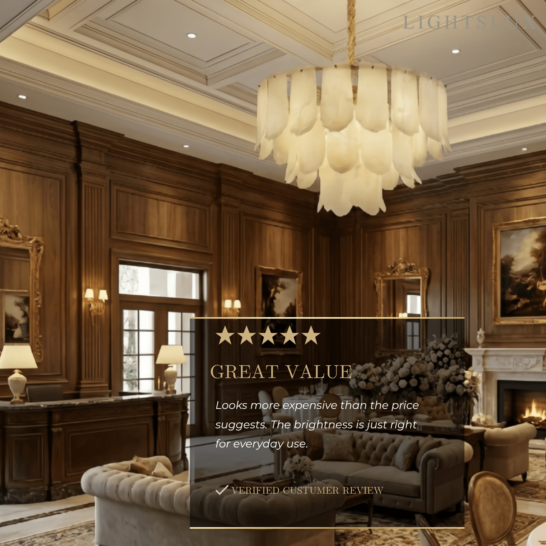 Modern Luxury Chandelier – Brass Alabaster for Dining Room, Living Room and Foyer - Flindria