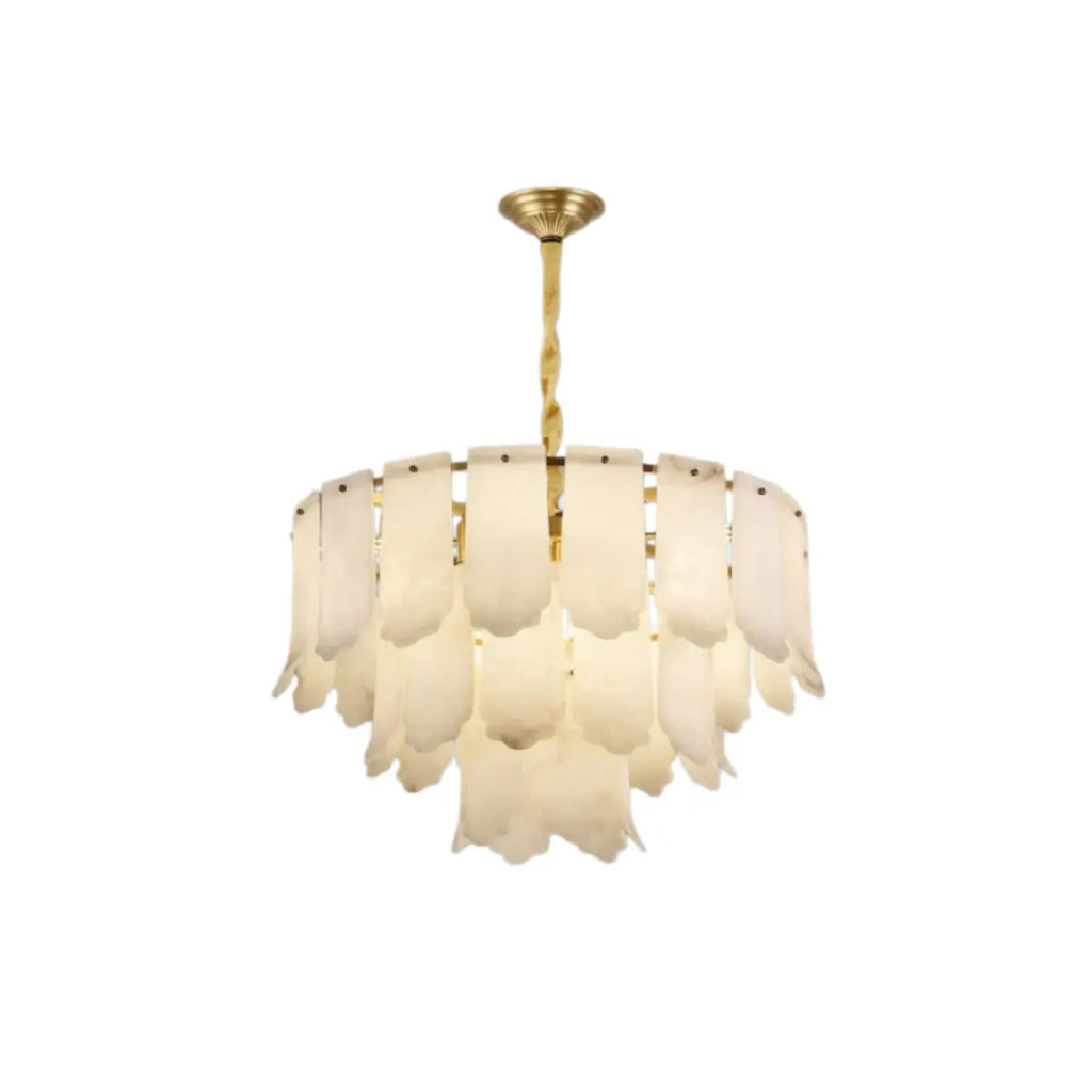 Modern Luxury Chandelier – Brass Alabaster for Dining Room, Living Room and Foyer - Flindria