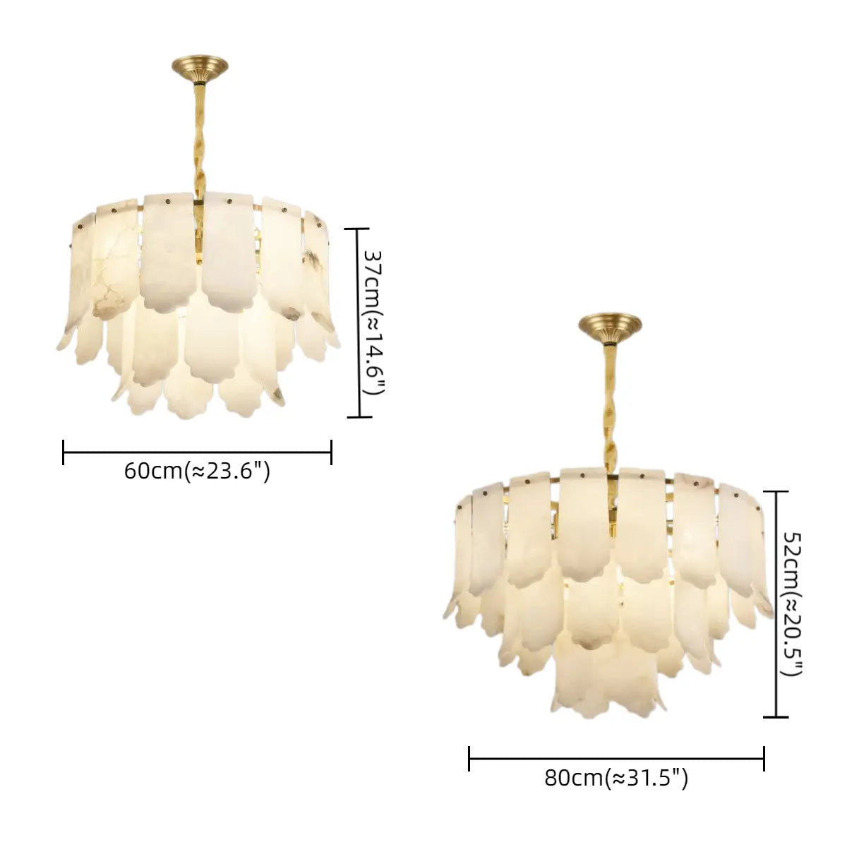 Modern Luxury Chandelier – Brass Alabaster for Dining Room, Living Room and Foyer - Flindria