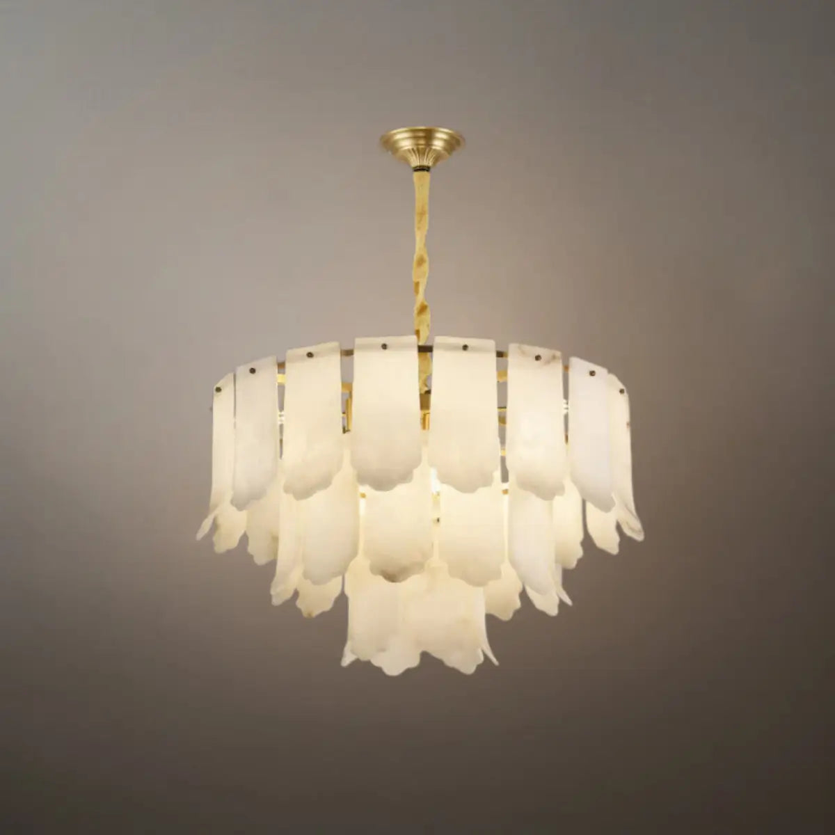Modern Luxury Chandelier – Brass Alabaster for Dining Room, Living Room and Foyer - Flindria