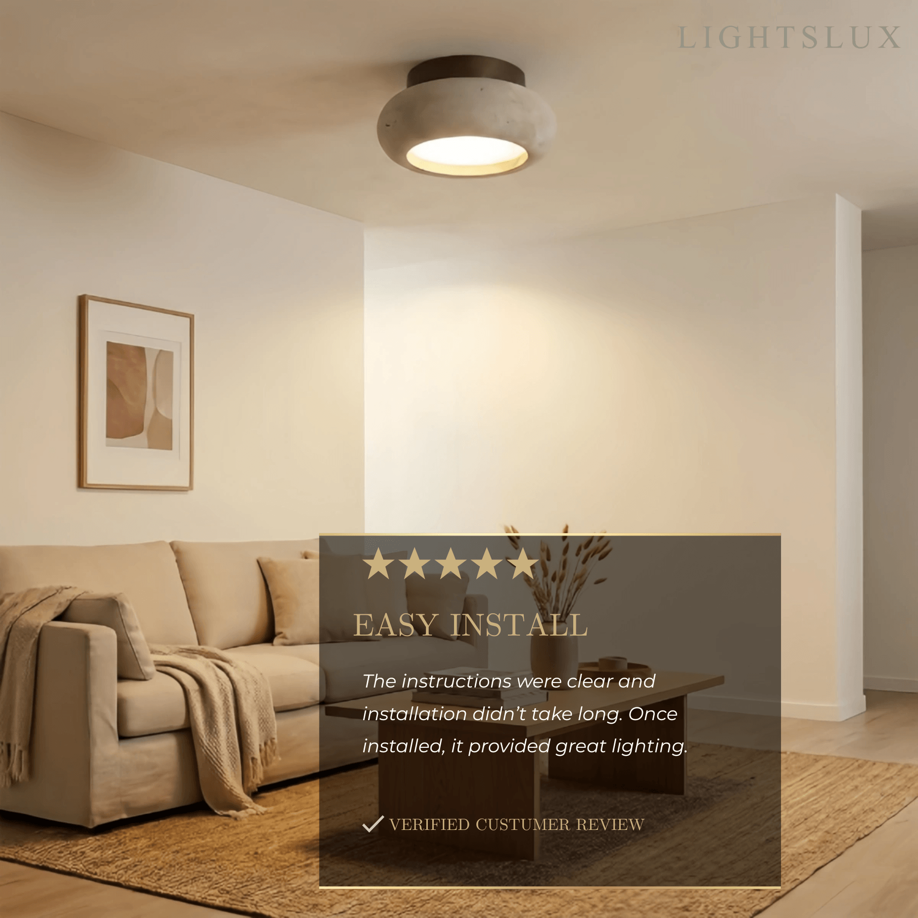 Lámpara de techo estilo japonés de travertino – Montaje empotrado de madera natural para sala, comedor y dormitorio - Flindria