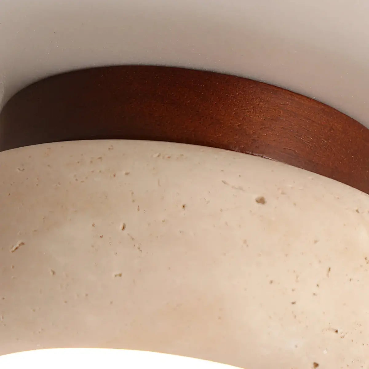 Lámpara de techo estilo japonés de travertino – Montaje empotrado de madera natural para sala, comedor y dormitorio - Flindria