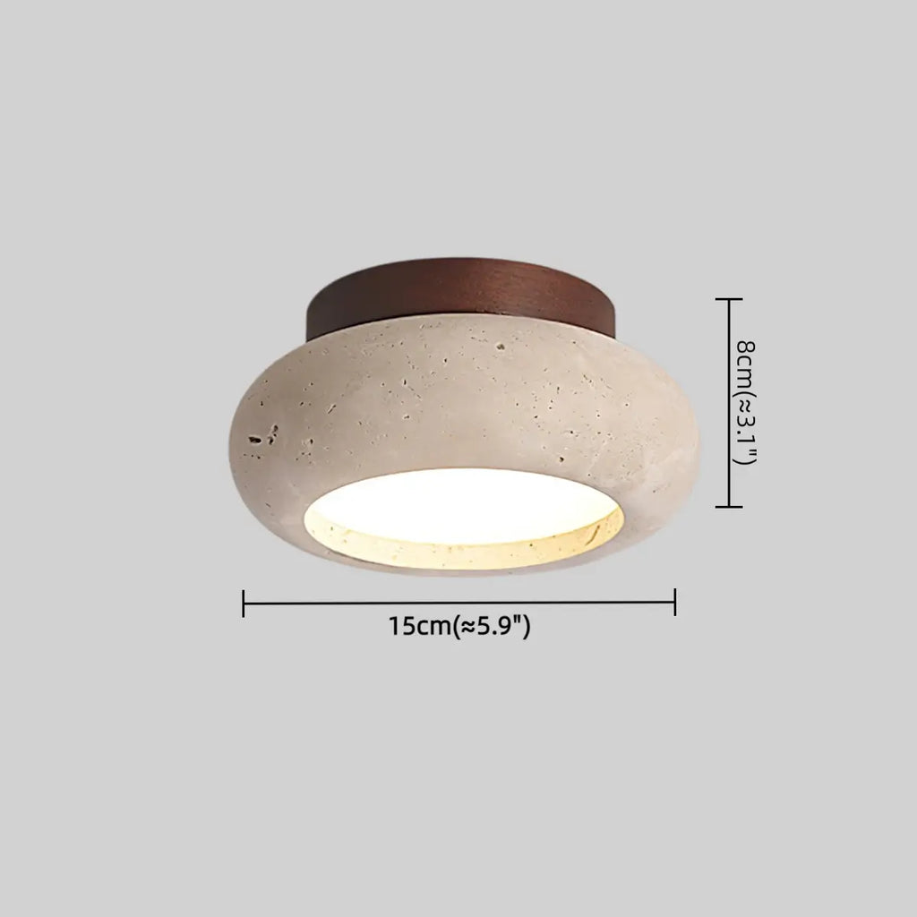 Lámpara de techo estilo japonés de travertino – Montaje empotrado de madera natural para sala, comedor y dormitorio - Flindria