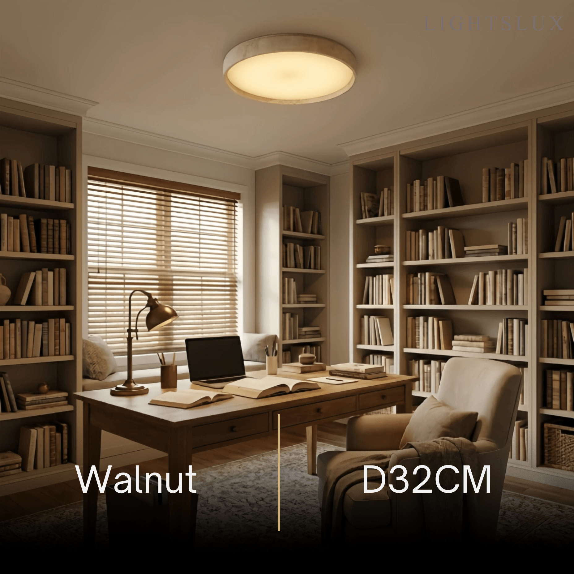 Modern Minimalist Travertine Ceiling Light – Walnut or Wood for Bedroom, Hallway, Living Room - Flindria