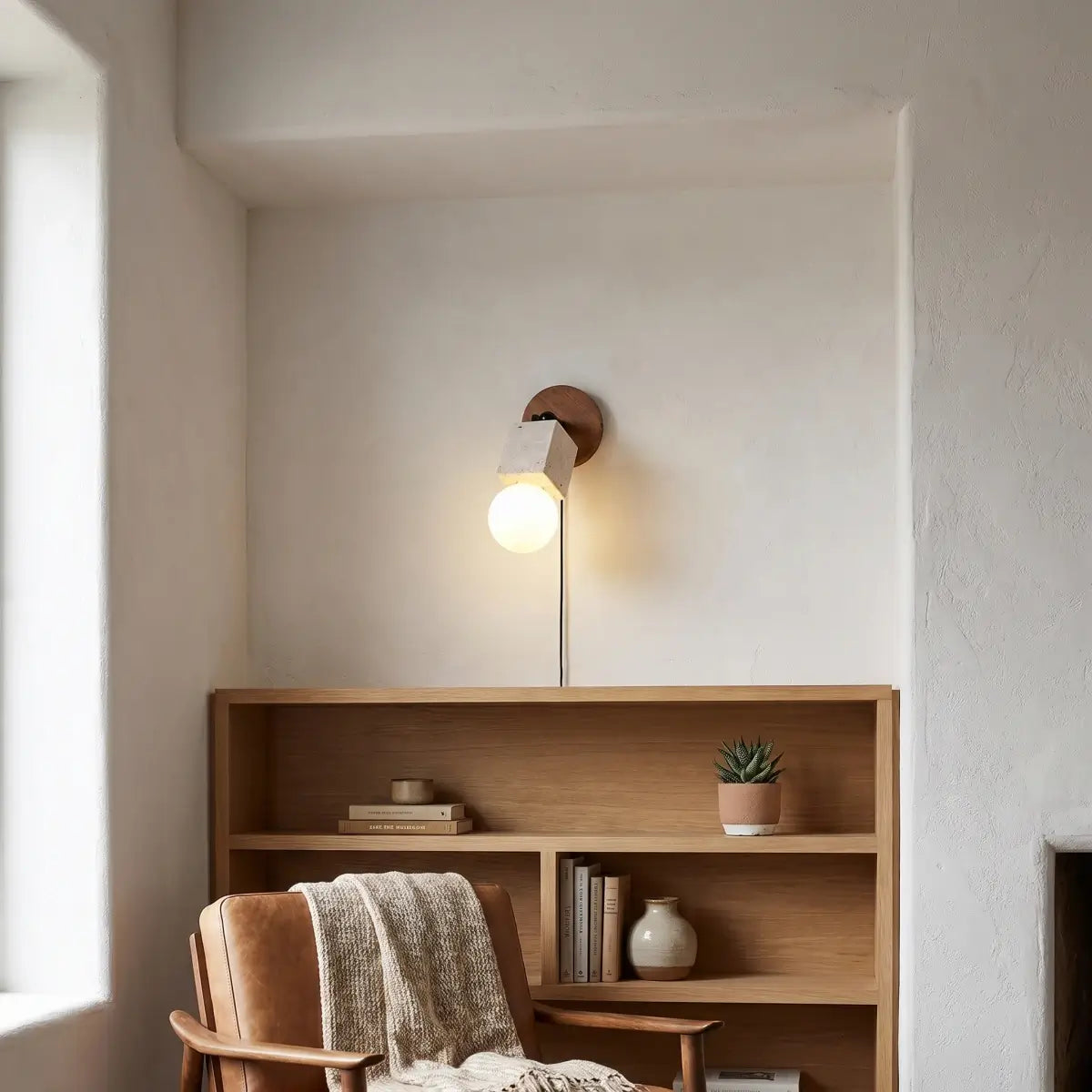 Lámpara colgante natural de travertino -- Nogal beige para sala de estar comedor - Flindria