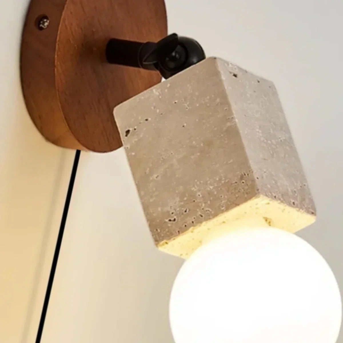Lámpara colgante natural de travertino -- Nogal beige para sala de estar comedor - Flindria