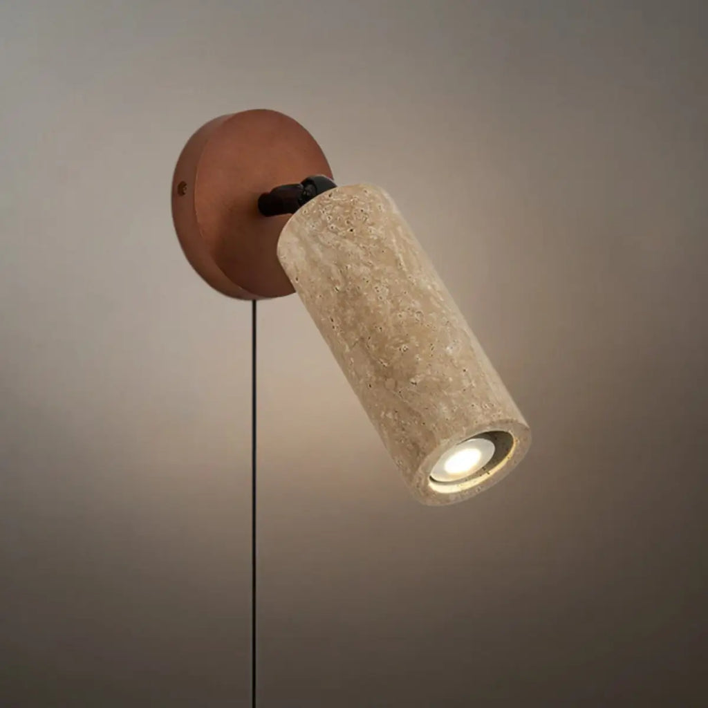 Lámpara colgante natural de travertino -- Nogal beige para sala de estar comedor - Flindria