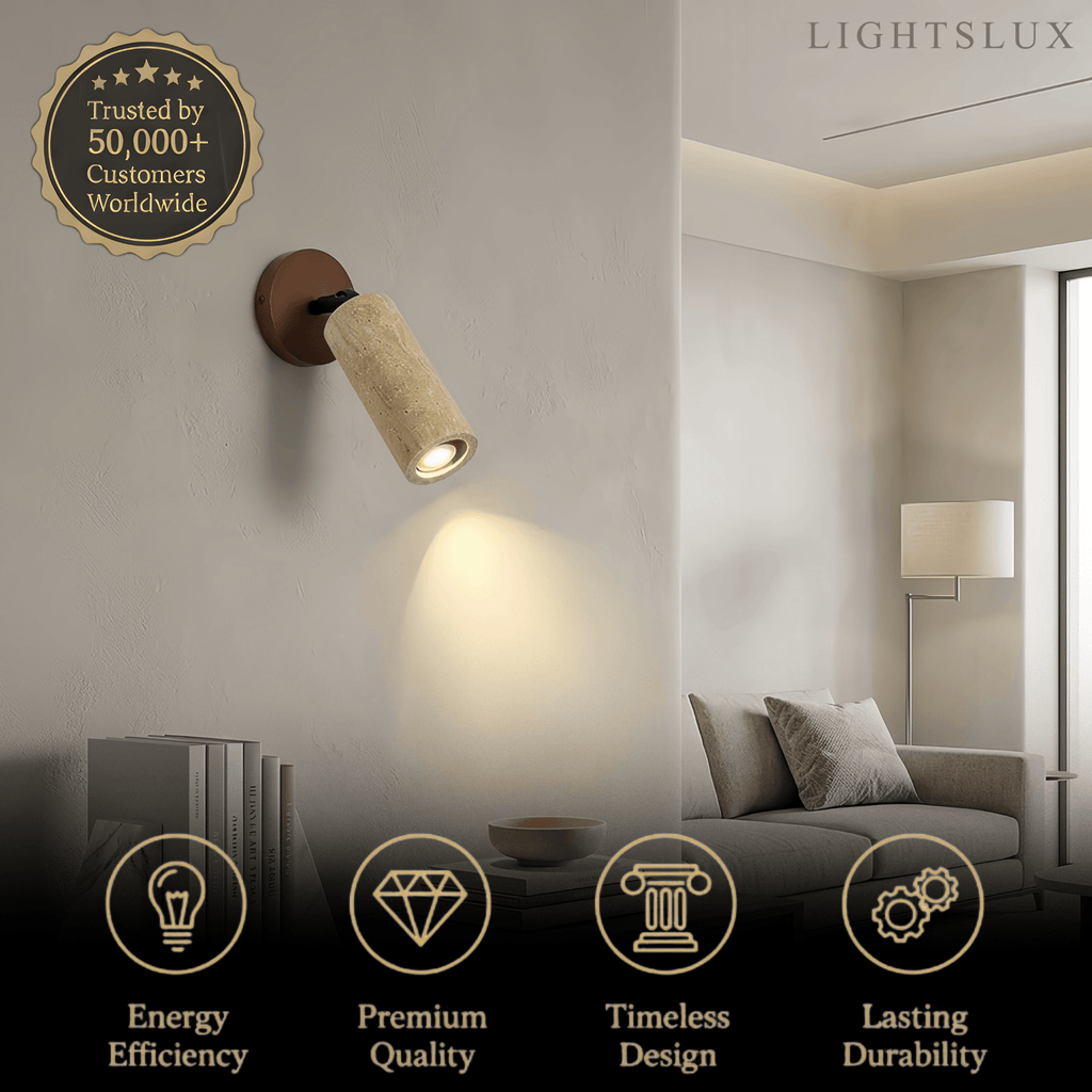 Lámpara colgante natural de travertino -- Nogal beige para sala de estar comedor - Flindria