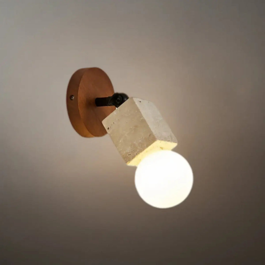 Lámpara colgante natural de travertino -- Nogal beige para sala de estar comedor - Flindria