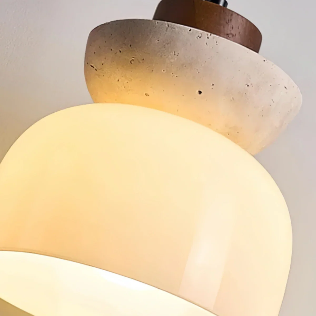 Natural Pendant Light -- Walnut Beige White Glossy Opal Glass for Dining Room Kitchen Island Living Room - Flindria
