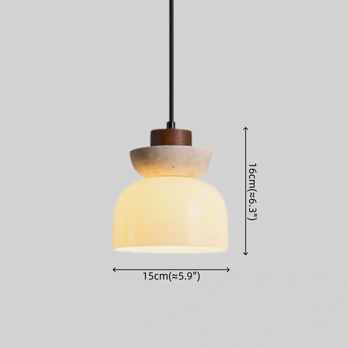 Natural Pendant Light -- Walnut Beige White Glossy Opal Glass for Dining Room Kitchen Island Living Room - Flindria