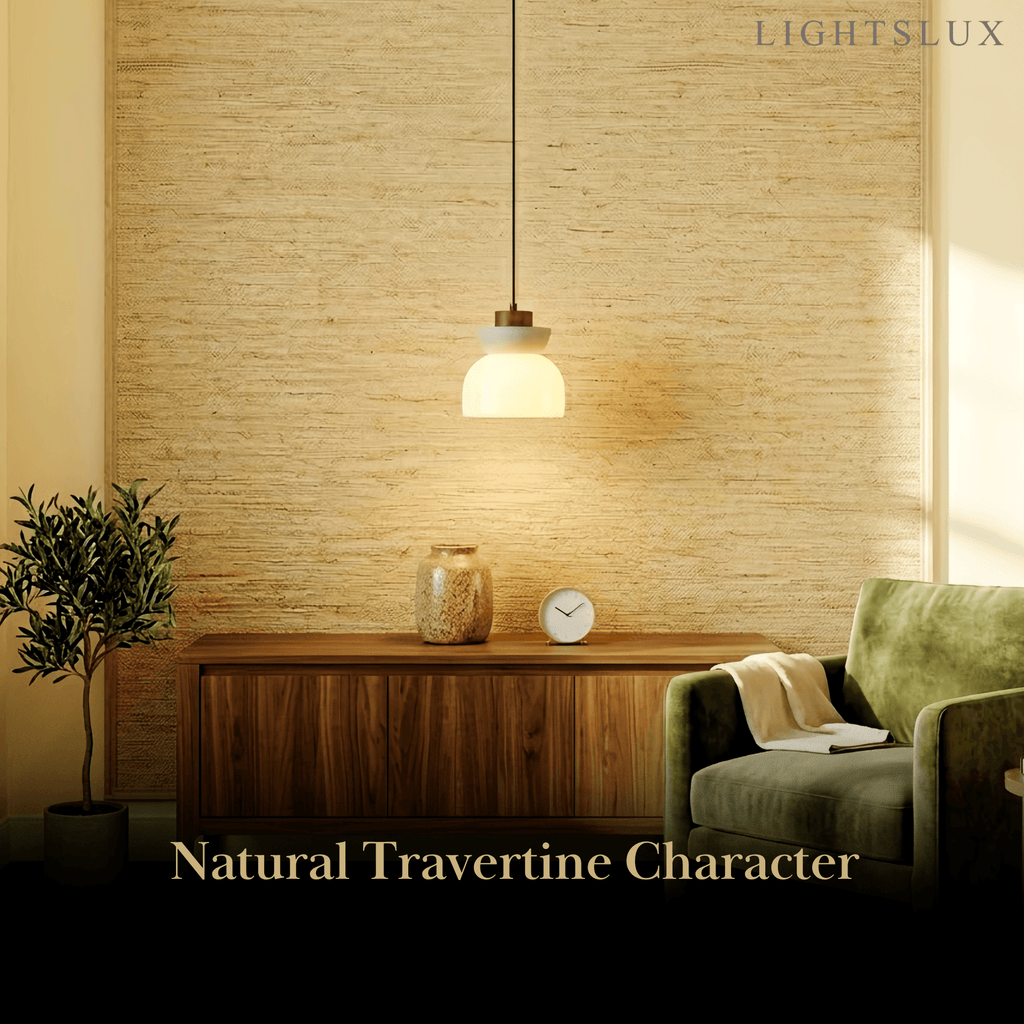 Natural Pendant Light -- Walnut Beige White Glossy Opal Glass for Dining Room Kitchen Island Living Room - Flindria