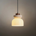 Natural Pendant Light -- Walnut Beige White Glossy Opal Glass for Dining Room Kitchen Island Living Room - Flindria