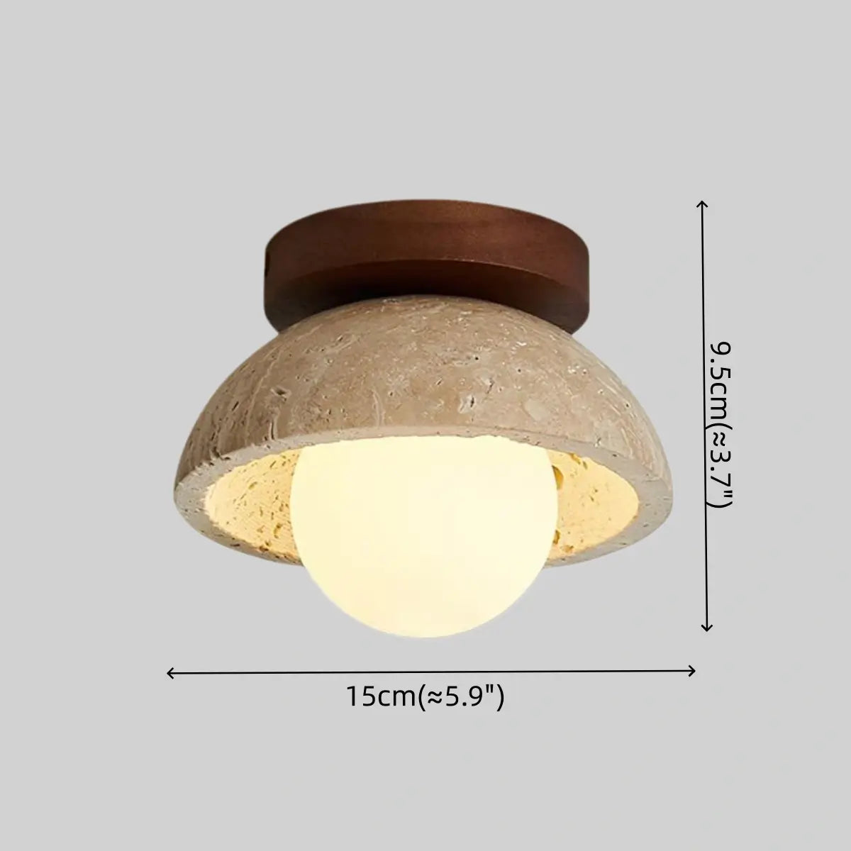 Natural Pendant Light -- Wood Travertine Glass for Living Room Dining Room - Flindria