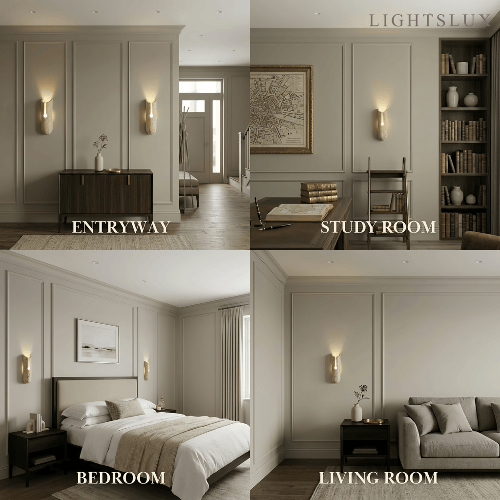 Natural Travertine Wall Light -- Beige for Hallway Bedroom Living Room Dining Room - Flindria