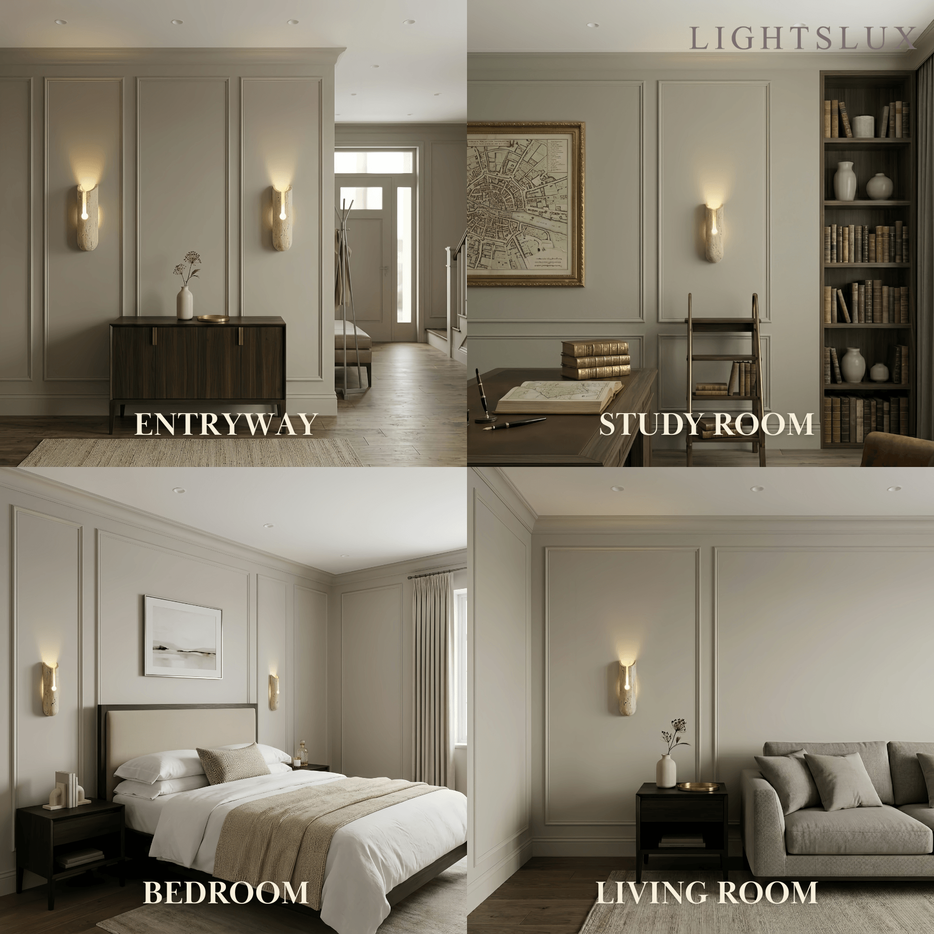 Natural Travertine Wall Light -- Beige for Hallway Bedroom Living Room Dining Room - Flindria