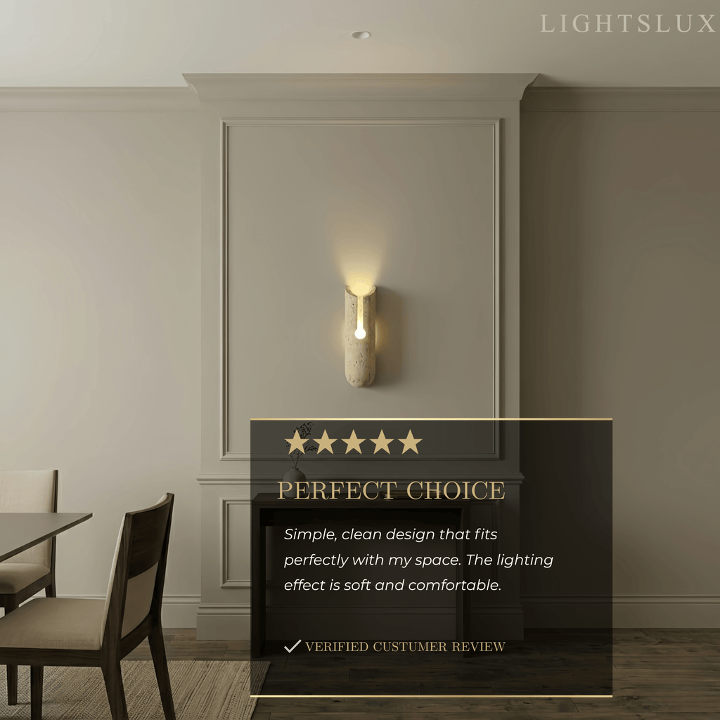 Natural Travertine Wall Light -- Beige for Hallway Bedroom Living Room Dining Room - Flindria