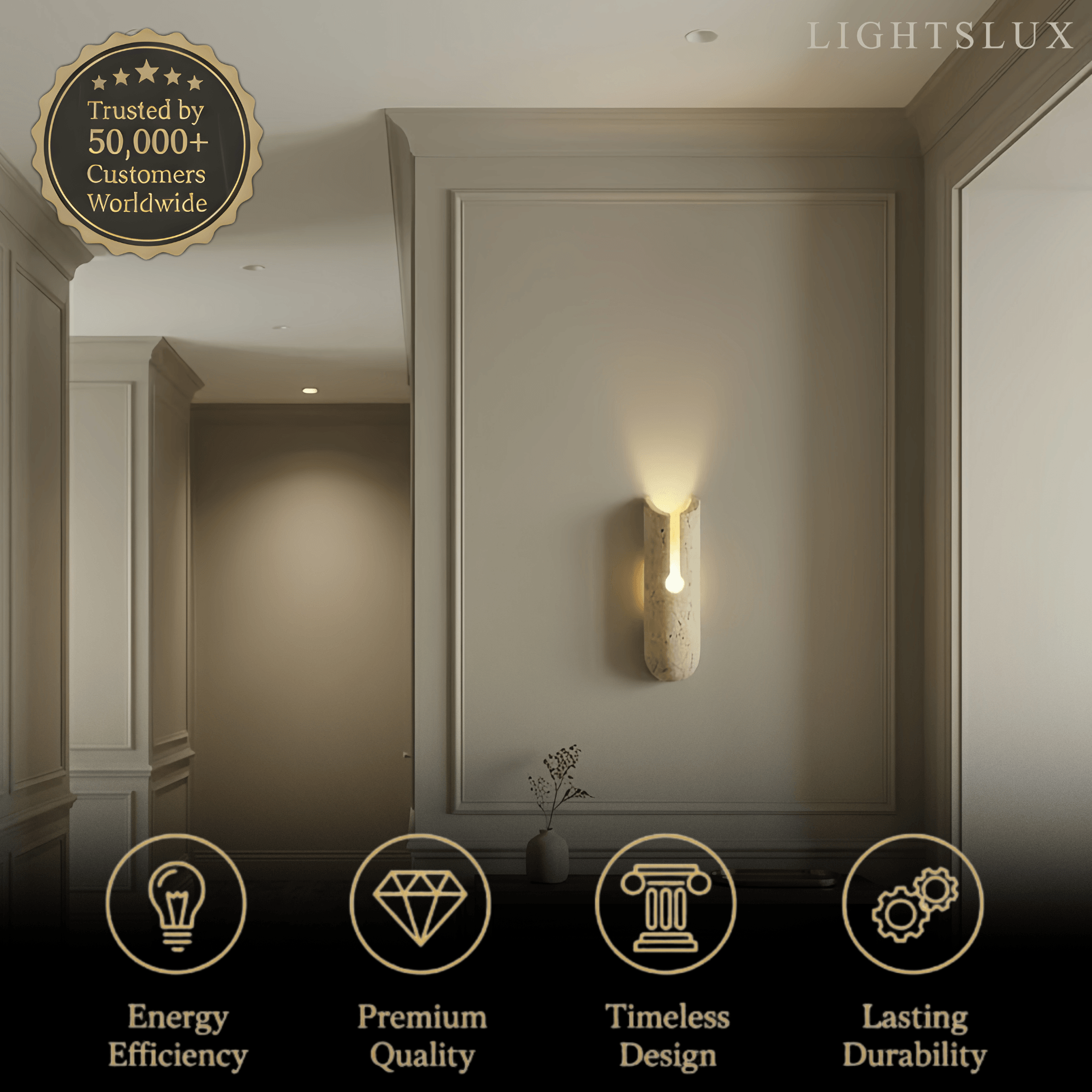 Natural Travertine Wall Light -- Beige for Hallway Bedroom Living Room Dining Room - Flindria