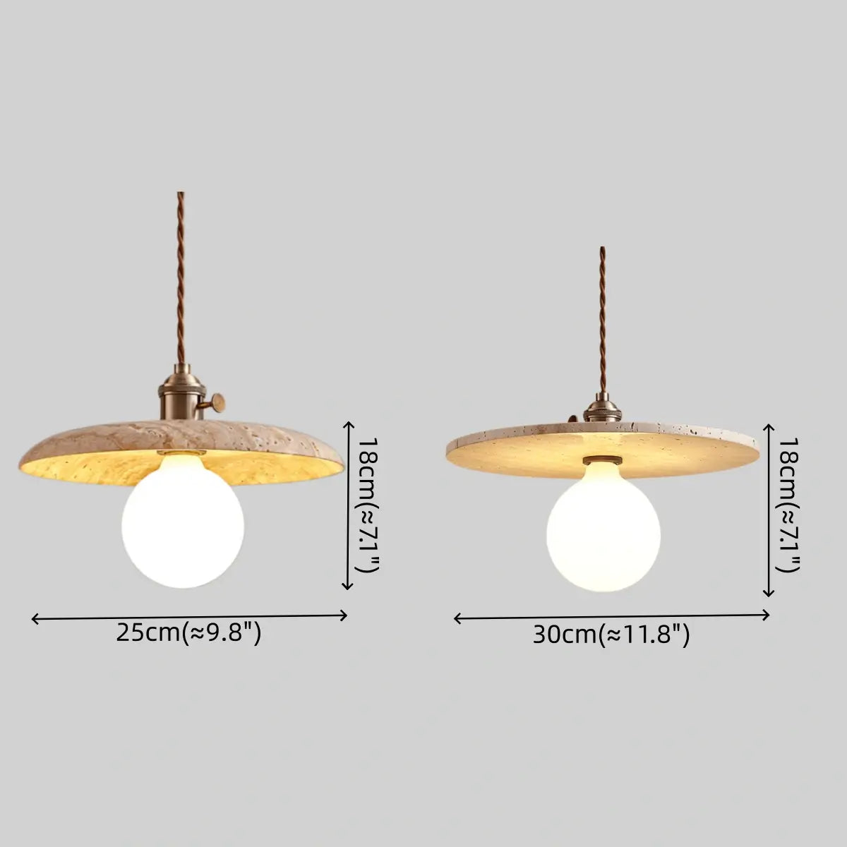 Natural Travertine Pendant Light -- Beige Gold White for Dining Room Kitchen Island Living Room - Flindria