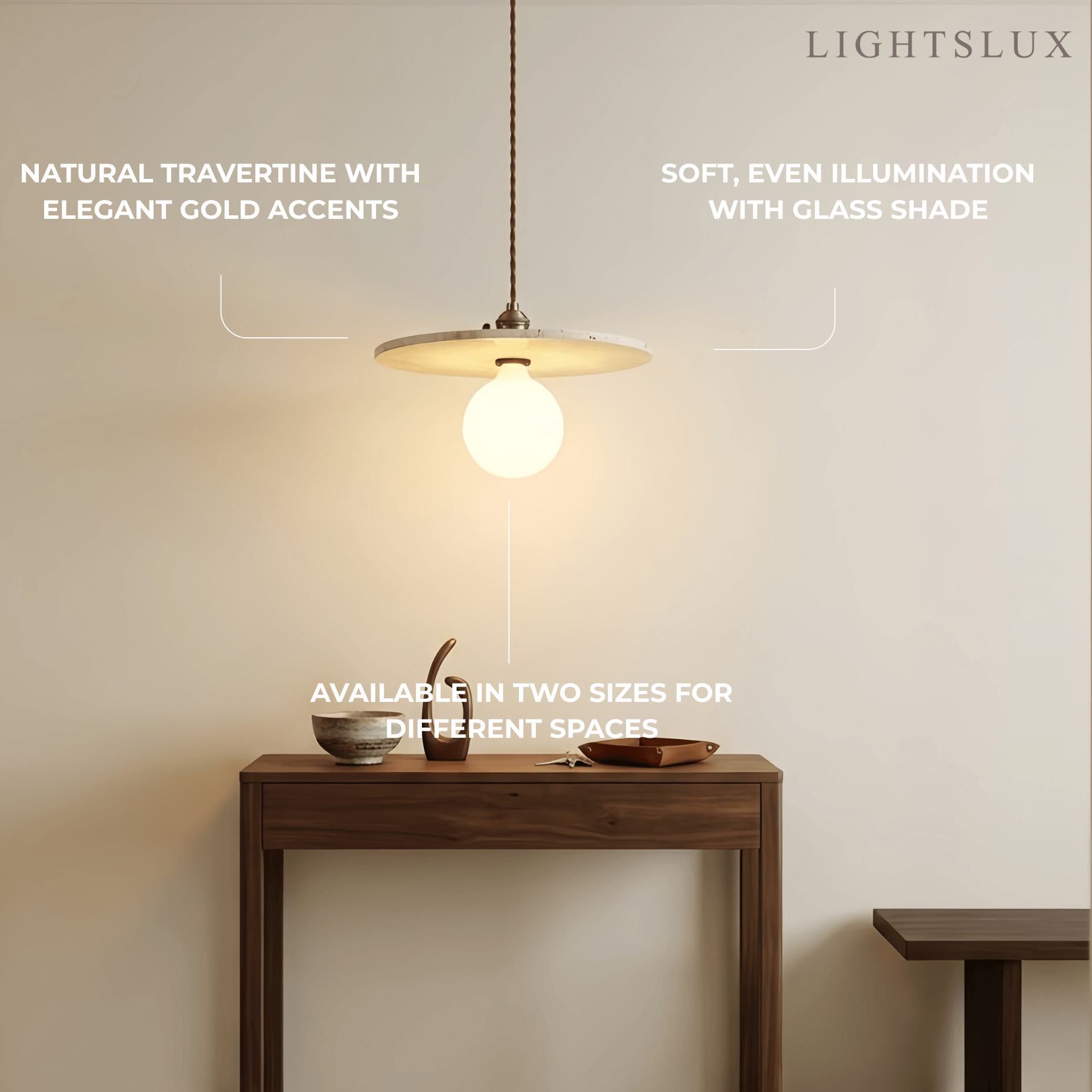 Natural Travertine Pendant Light -- Beige Gold White for Dining Room Kitchen Island Living Room - Flindria