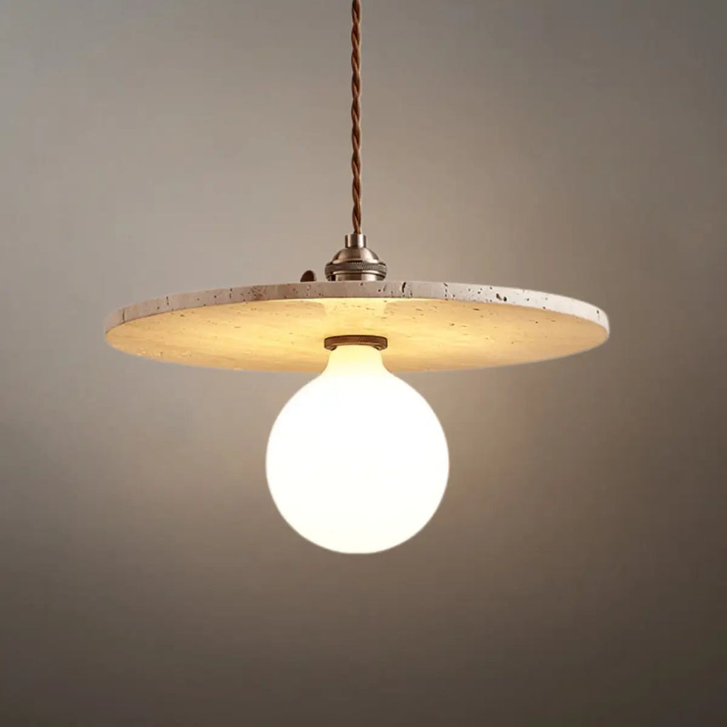 Natural Travertine Pendant Light -- Beige Gold White for Dining Room Kitchen Island Living Room - Flindria