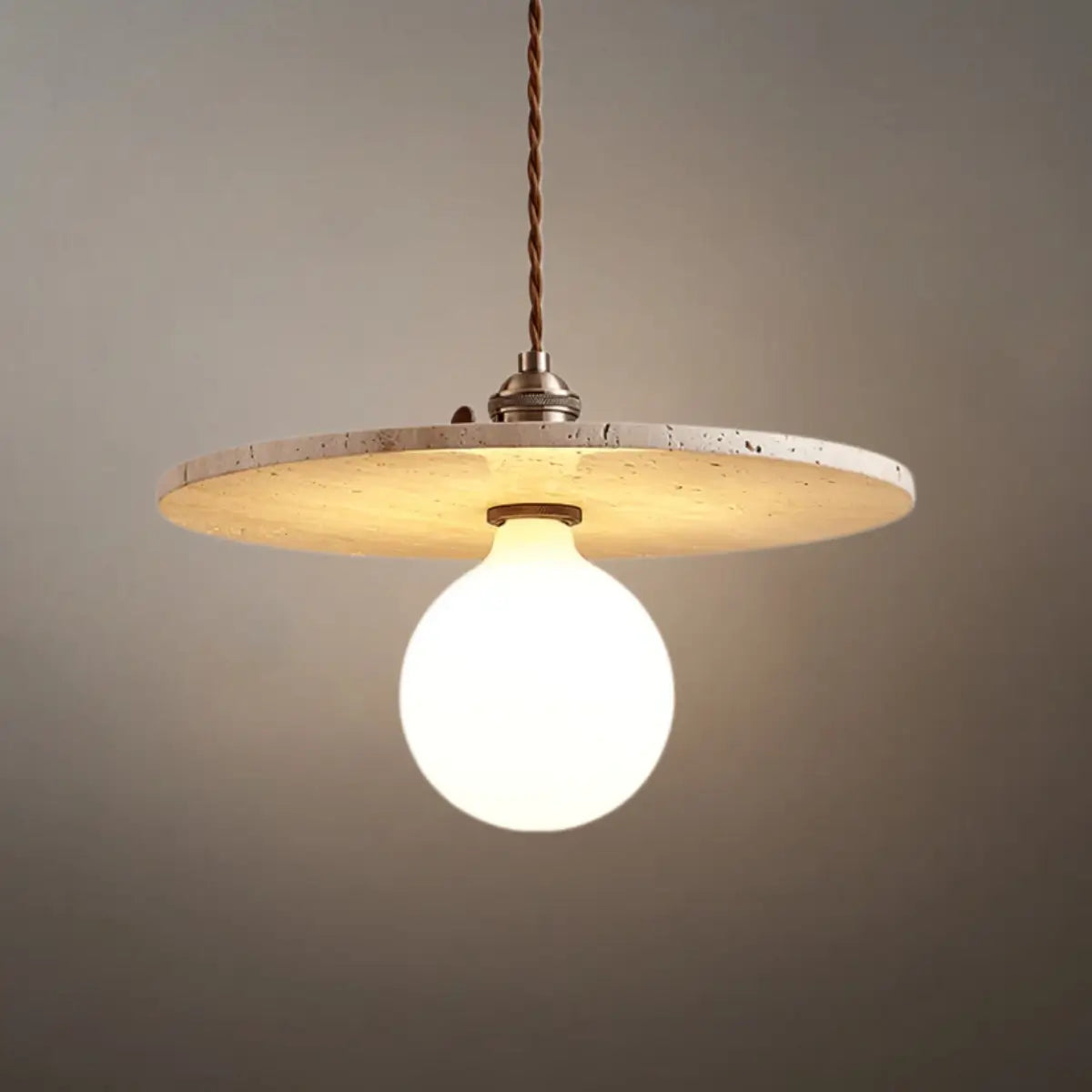Natural Travertine Pendant Light -- Beige Gold White for Dining Room Kitchen Island Living Room - Flindria