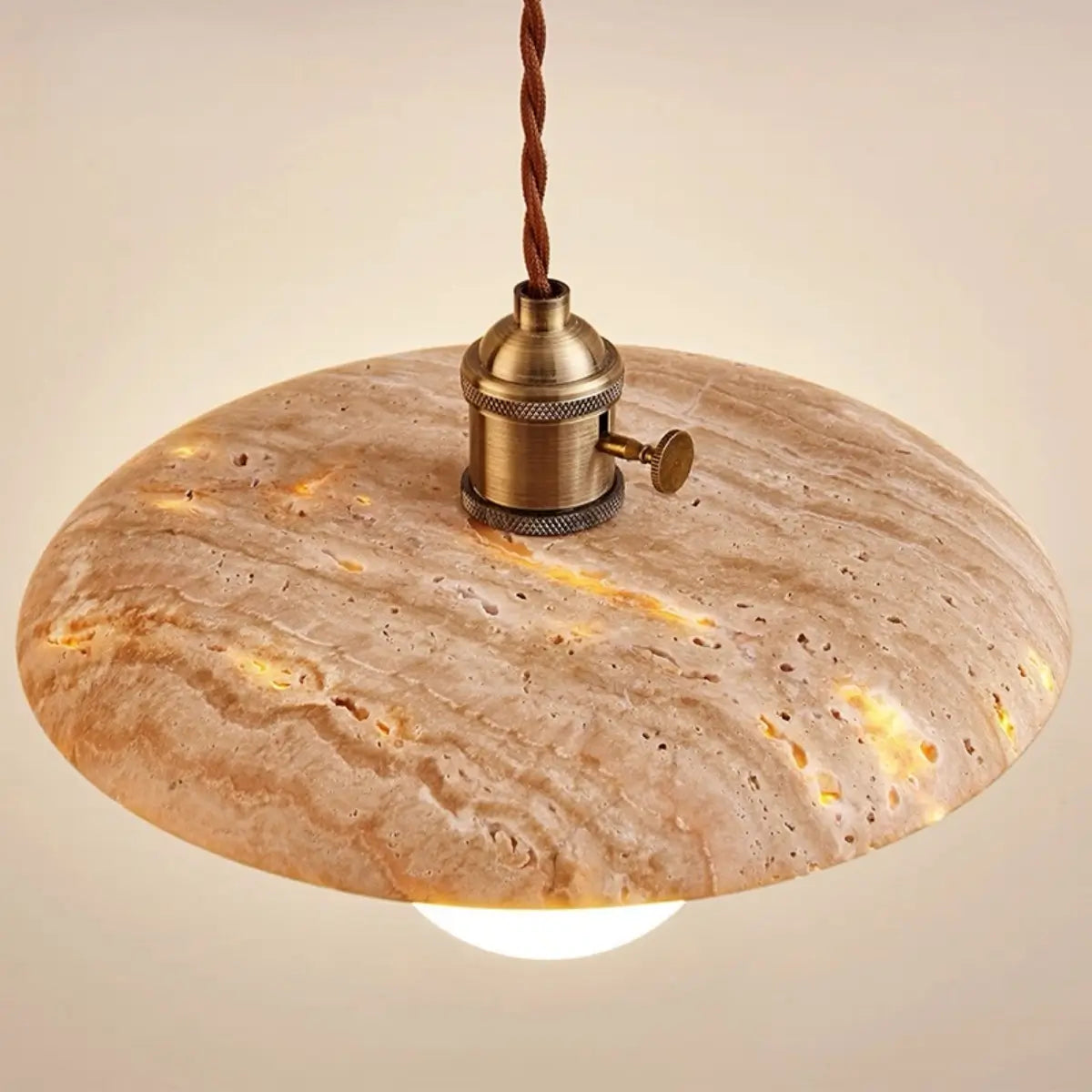 Natural Travertine Pendant Light -- Beige Gold White for Dining Room Kitchen Island Living Room - Flindria